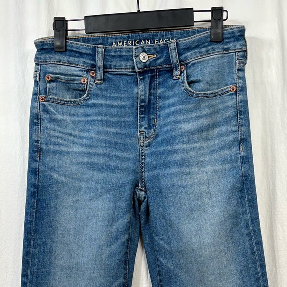 American Eagle Jeans 4 Short Festival Flare Blue Next Level Stretch Petite - Picture 3 of 15